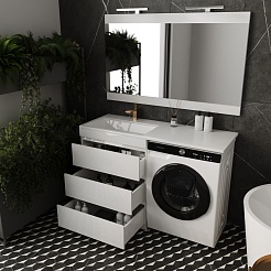 Style Line Тумба с раковиной Даллас 130 L 3 ящика под стиральную машину – фотография-12